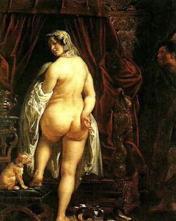 Jacob Jordaens kung kandaules av lydien visar sin gemal for gyges France oil painting art